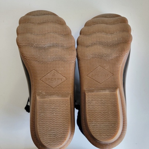 Sperry Saltwater Quilted Wedge Tide Wool Blue Brown Duck Boots Women Size 7 - Picture 12 of 14